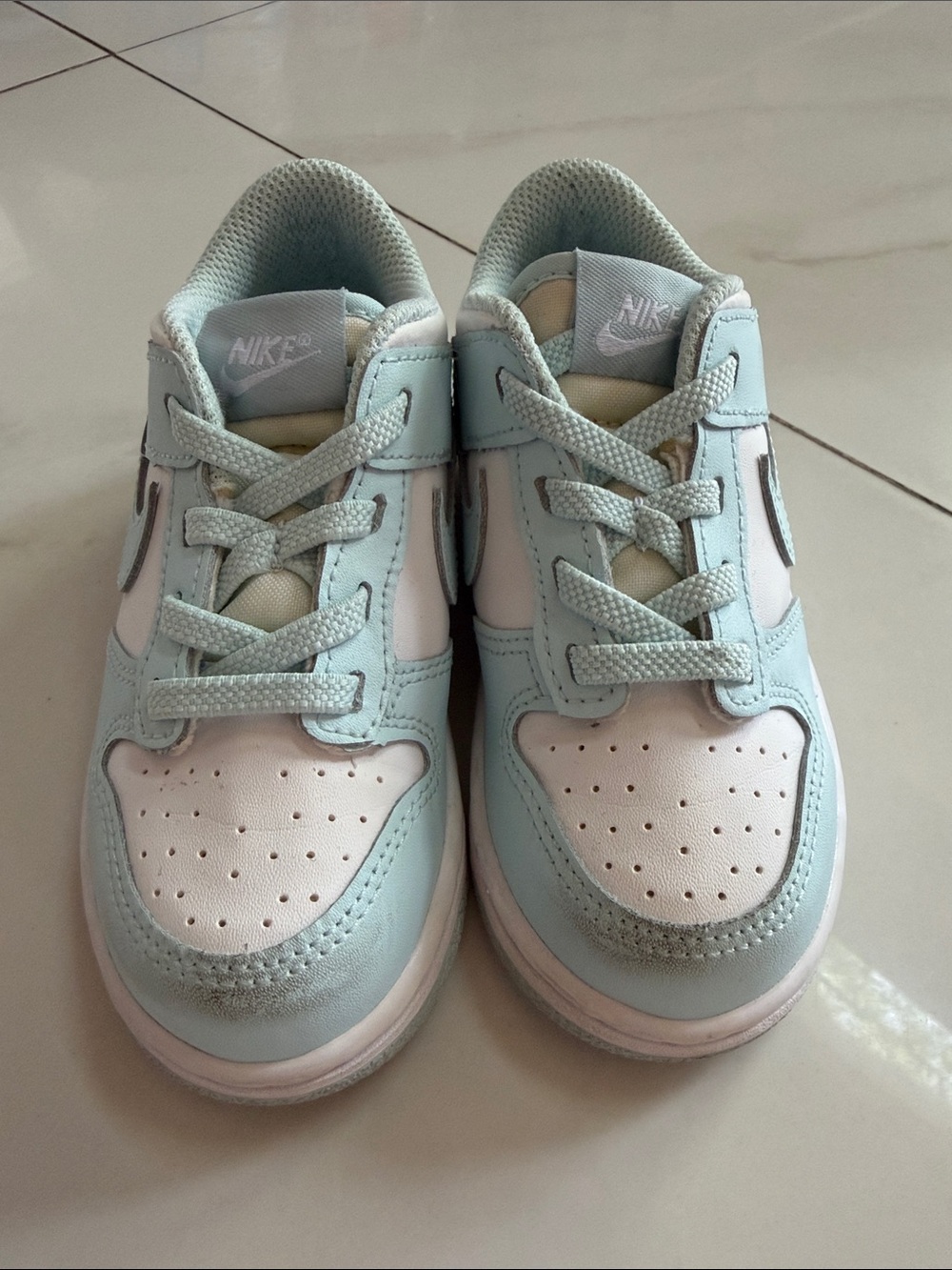 Nike Kids Light Blue and White Low-Top Sneakers